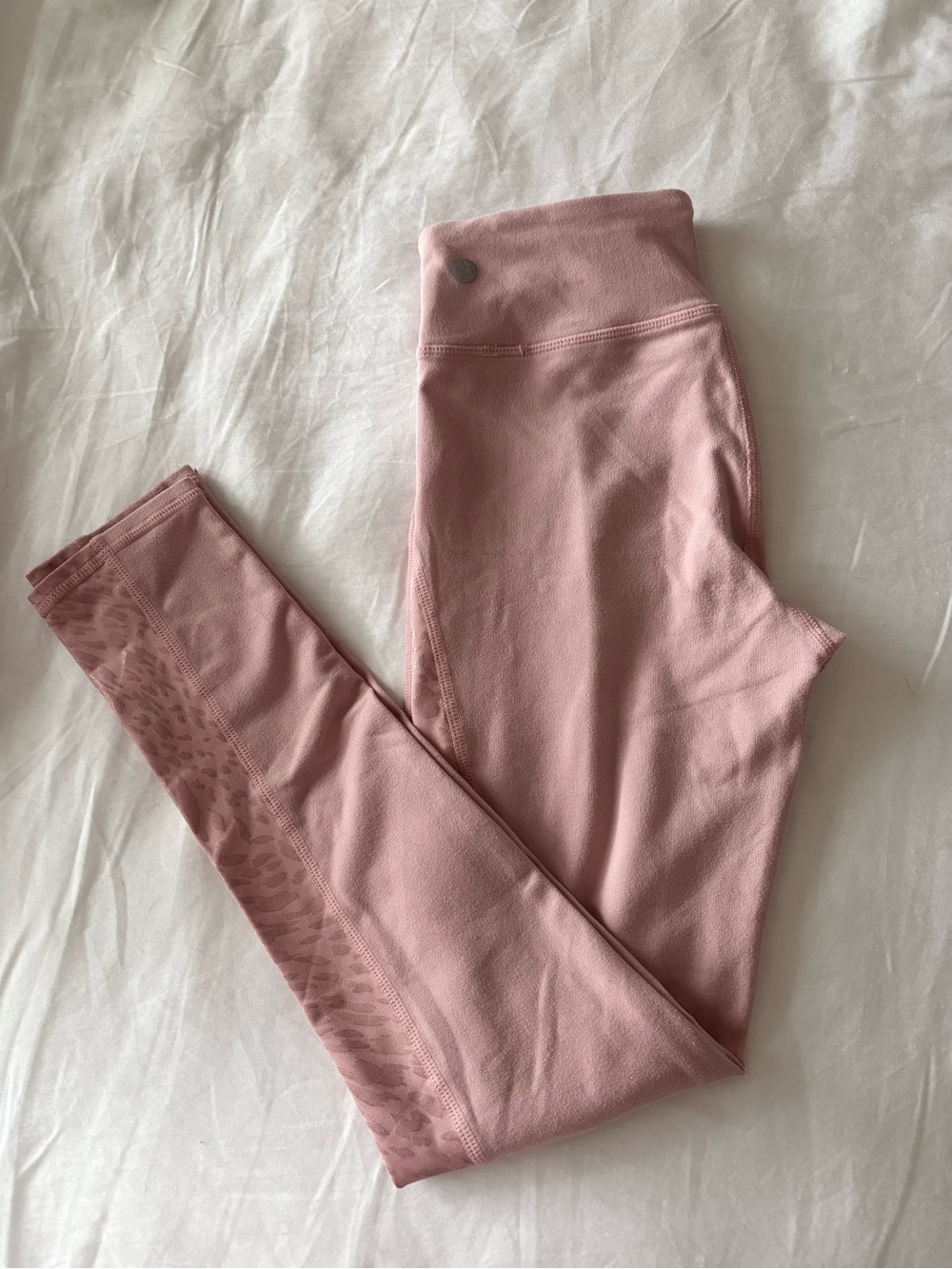 Zella Girl Dusty Pink Athletic Leggings With Cheetah Print Trim